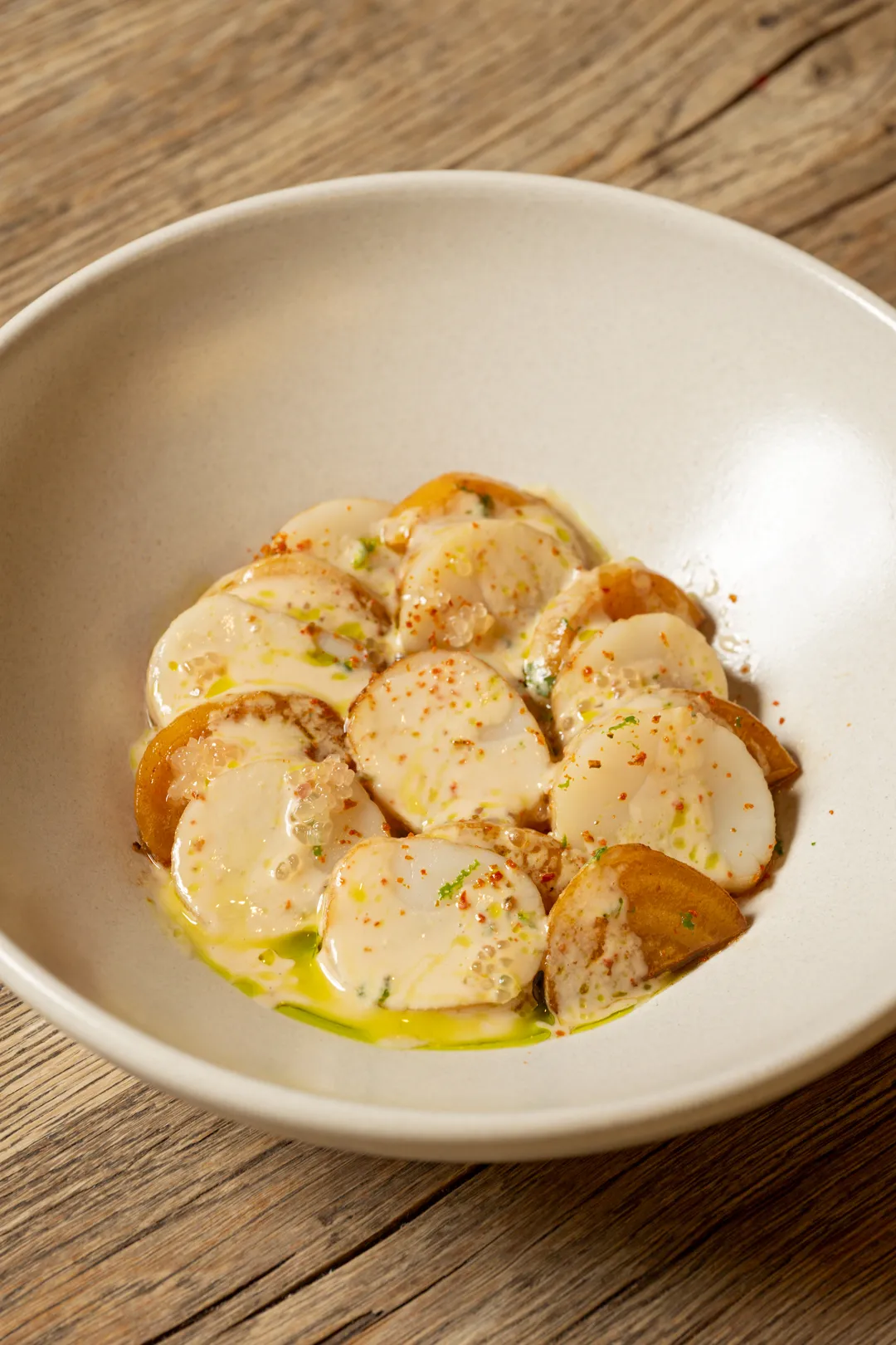 Hokkaido scallops with confit potato and brown butter